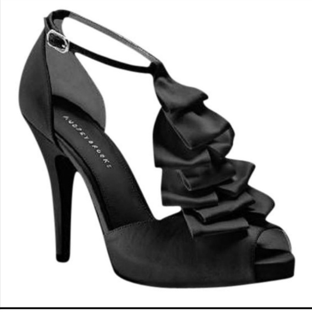 Audrey Brooke Black Satin Heels